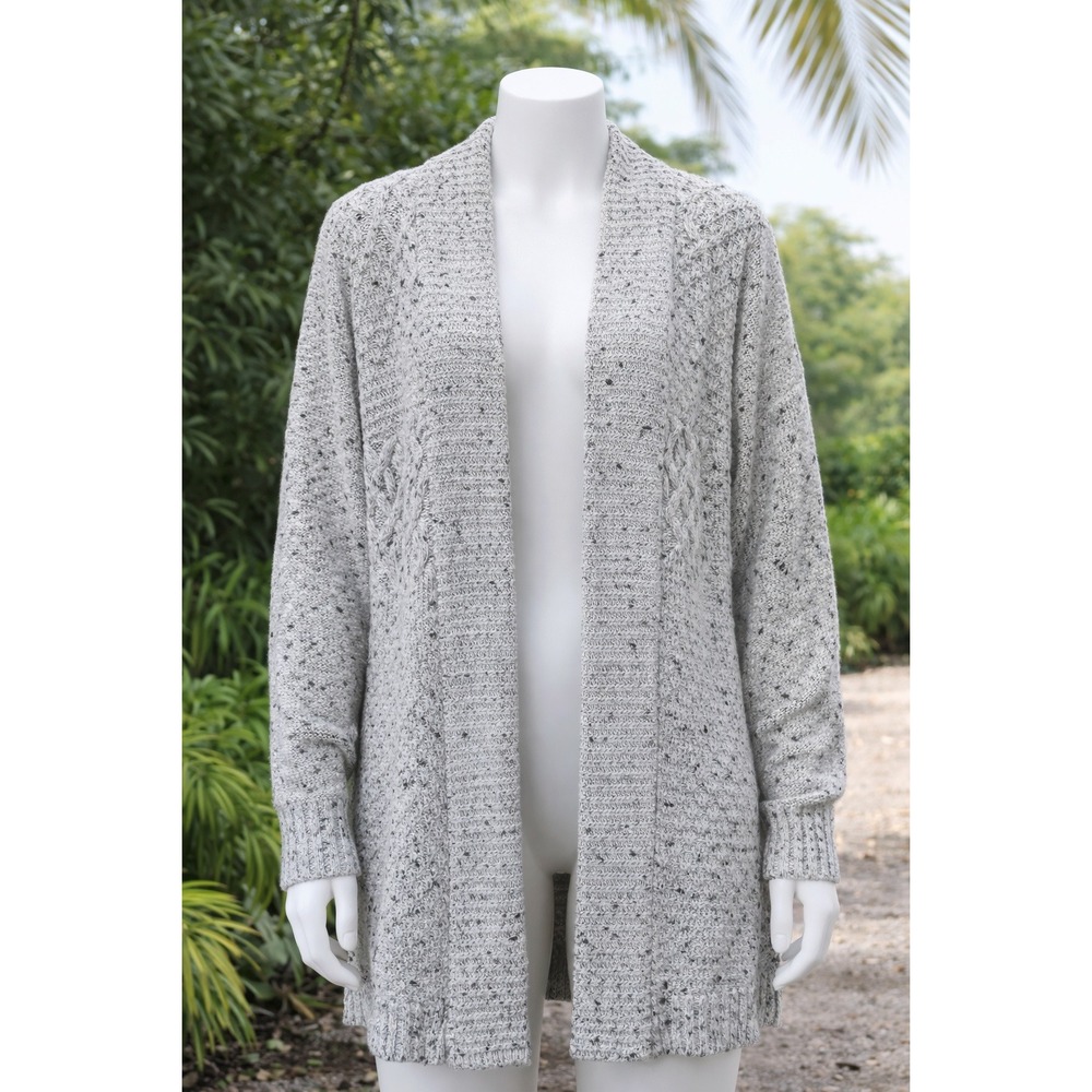 Nine West Vintage America Gray Cable Knit Cardigan Sweater Women Med‎ Normcore
